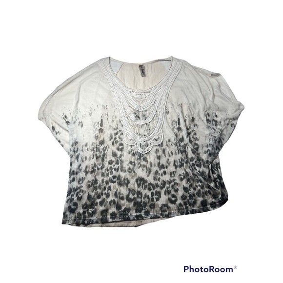 Free People Womens SS Scoop Neck Over-sized Blouse‎ Shirt Size M - Picture 1 of 6